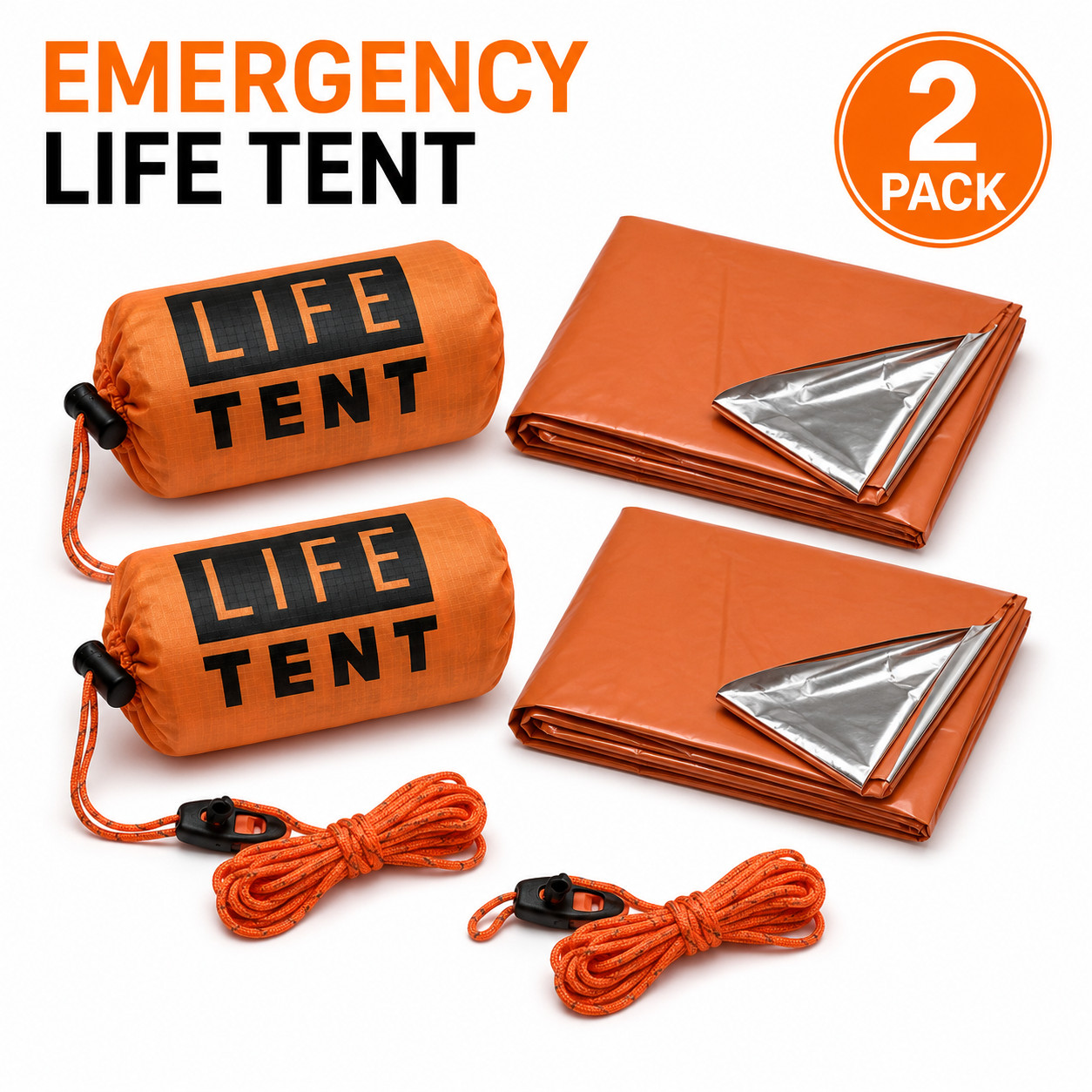 2-Pack Emergency Life Tent – Multi-Purpose Survival Shelter
