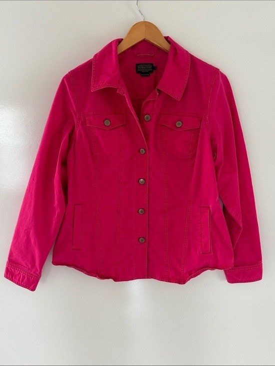 Pendleton Western Jacket Button Front Jean Pink Cotton Spandex Large