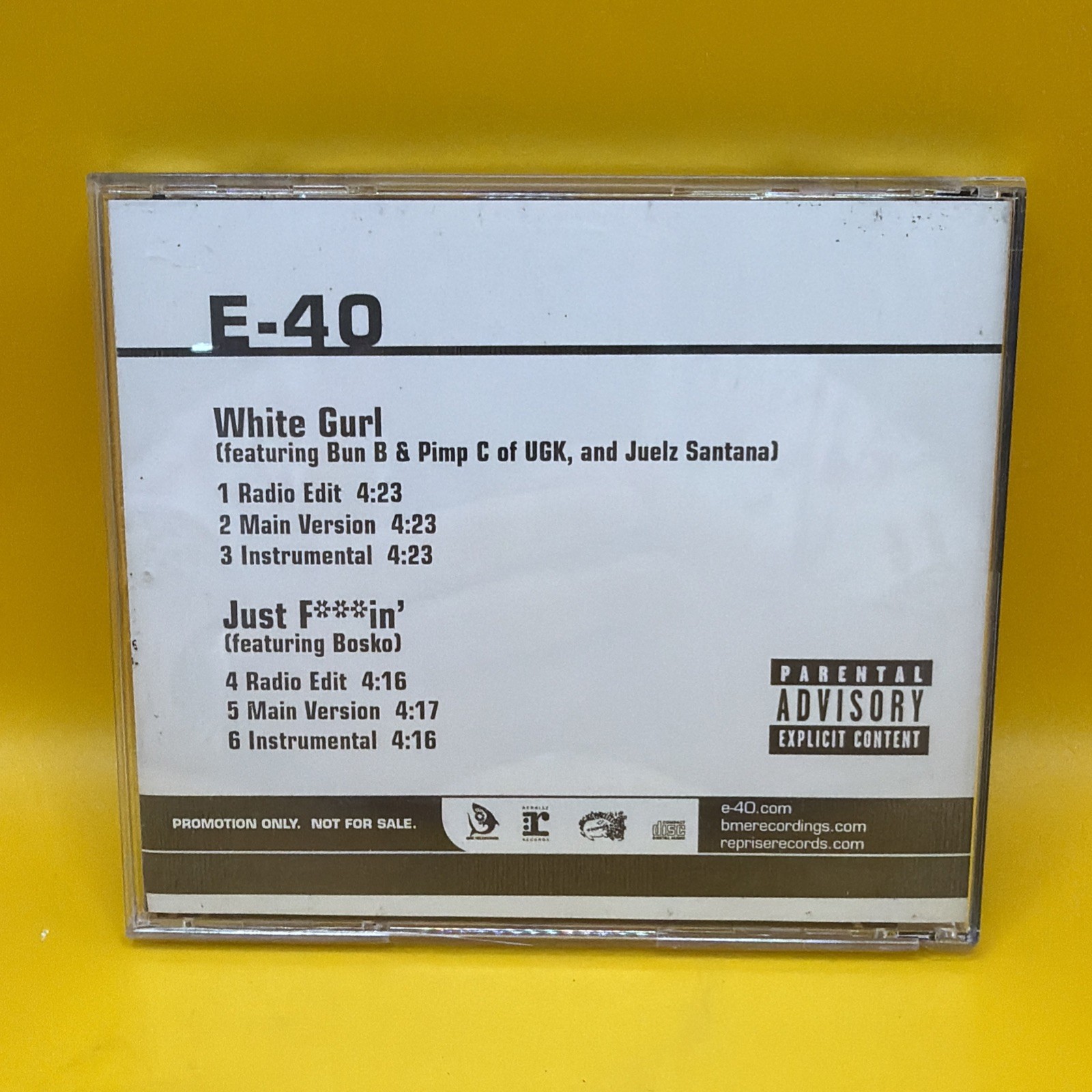 E-40 White Gurl Promo CD Promotional Sampler Single Parental Advisory Rap R&B E-40 White Gurl Promo CD Promotional Sampler Single Parental Advisory Rap R&B