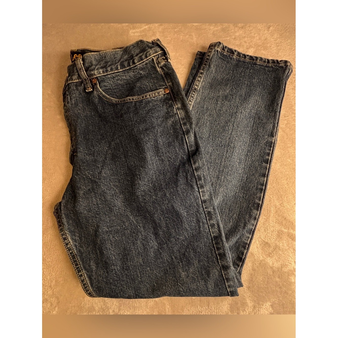 Lee Men\'s Relaxed Fit Blue Denim Jeans Sz 34/32 Western Lee Men\'s Relaxed Fit Blue Denim Jeans Sz 34/32 Western