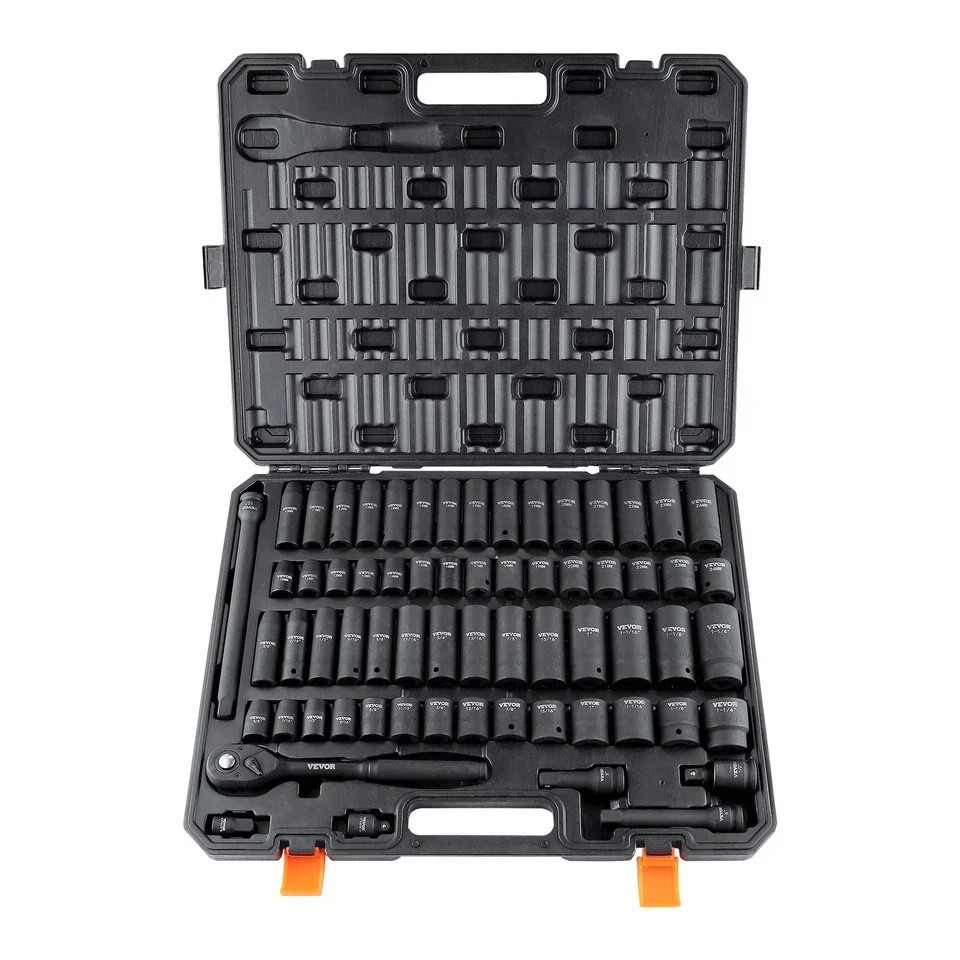 VEVOR Impact Sockets Set 65pcs 6-Point 1/2in Drive Bit Ratchet Tool Kit Case VEVOR Impact Sockets Set 65pcs 6-Point 1/2in Drive Bit Ratchet Tool Kit Case