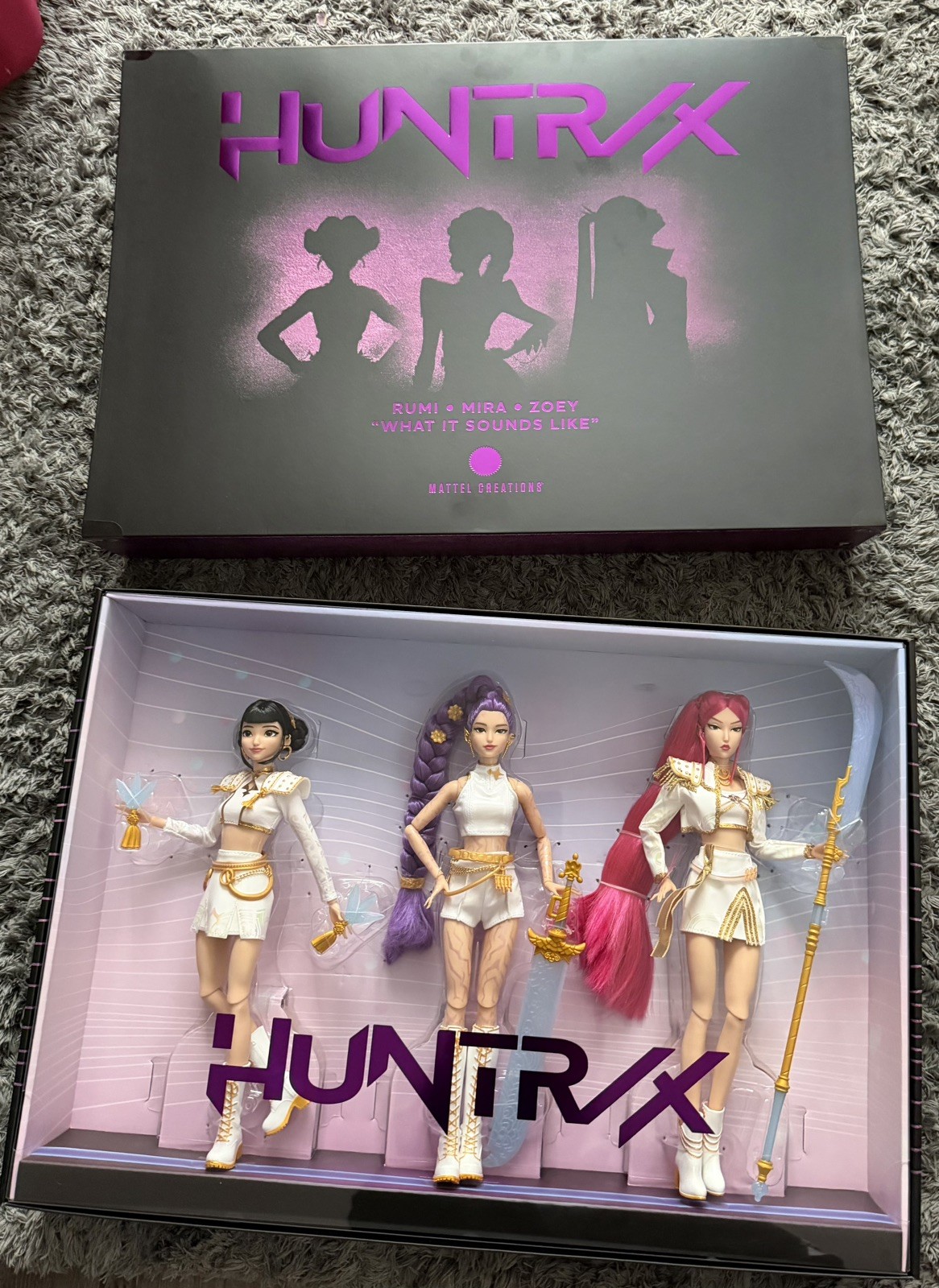 Mattel Creations KPop Demon Hunters Huntrix “What It Sounds Like” Doll Set RARE
