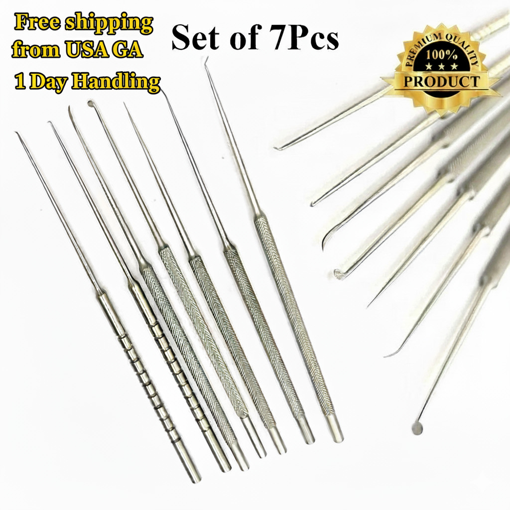 Micro Ear Pick Needles Set 7 Pcs Myringotomy ENT Instruments  from USA