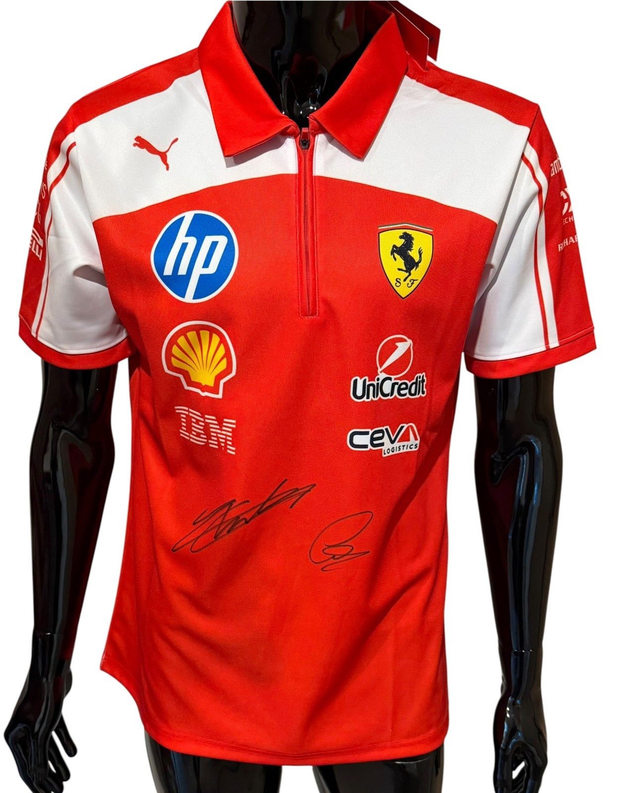 LEWIS HAMILTON & CHARLES LECLERC DUAL SIGNED Ferrari Racing Team F1 Shirt + COA