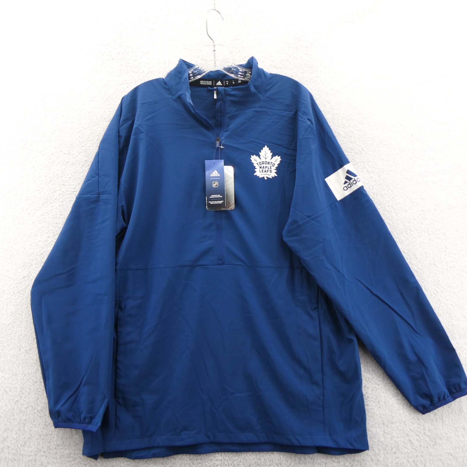 Toronto Maple Windbreaker Jacket Mens Medium Blue Adidas 1/2 Zip NHL Hockey New
