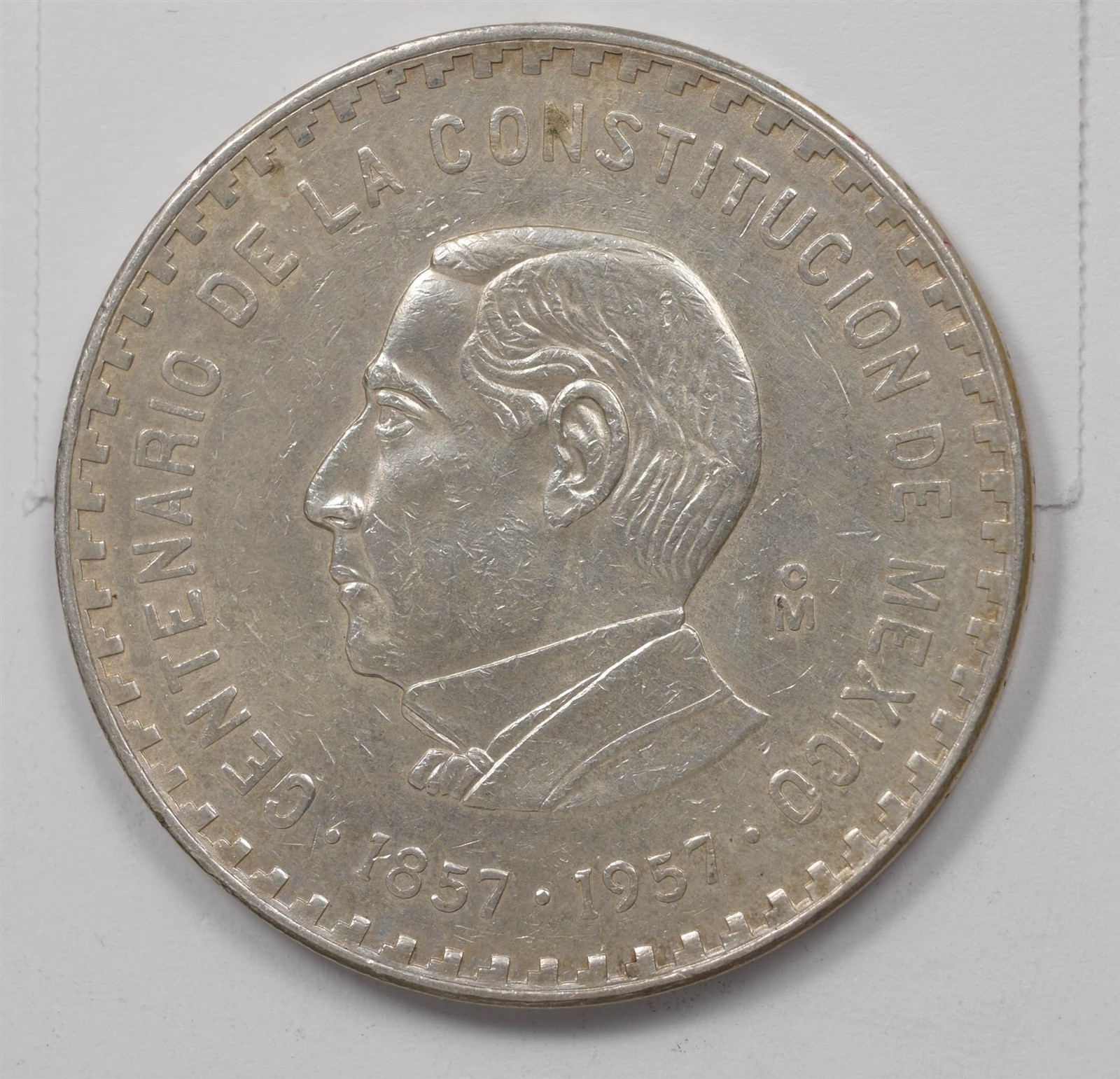 Mexico 1957-Mo 10 Pesos Silver Benito Juarez P490493 combine shipping