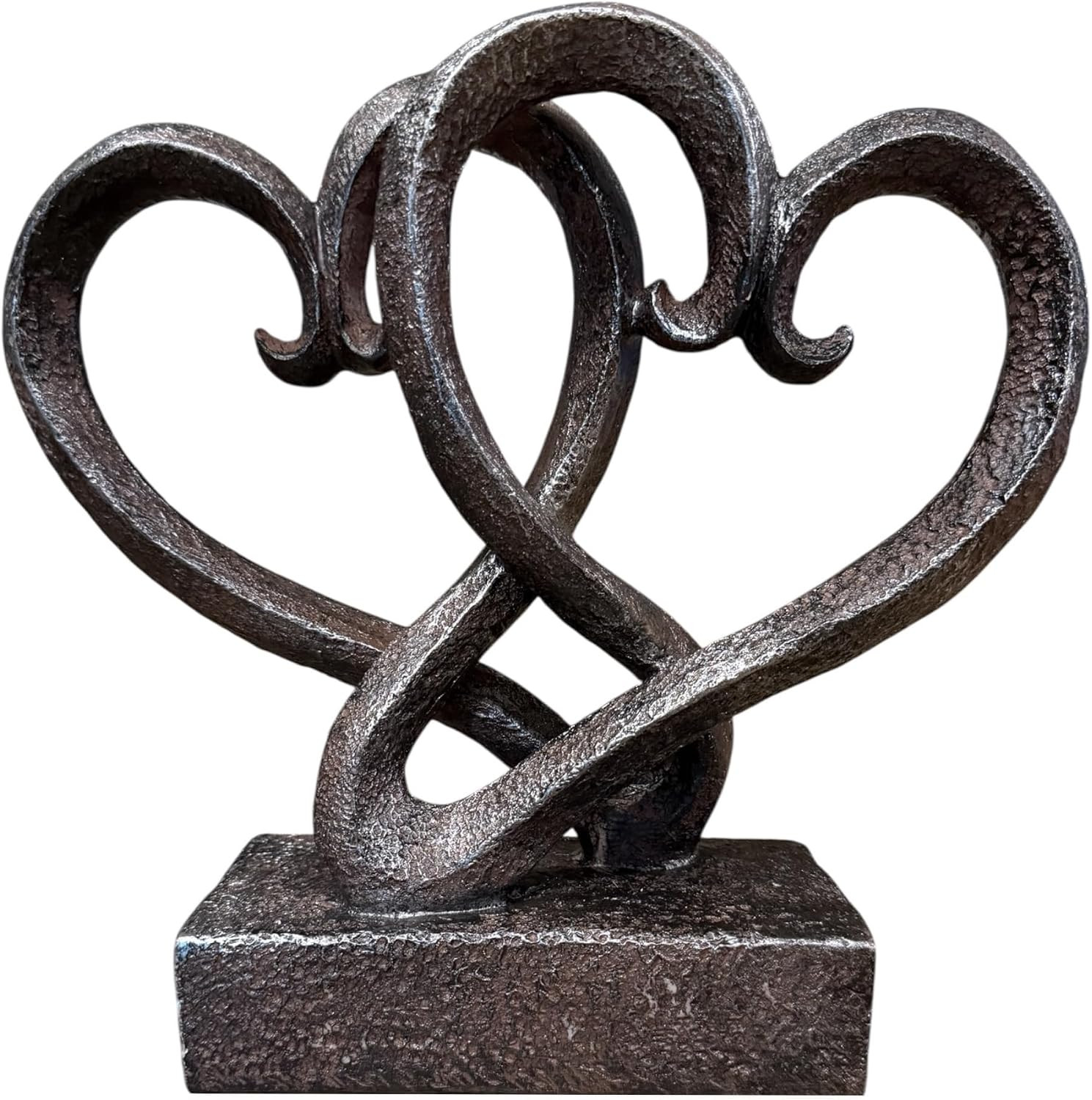 Top Brass Entwined Hearts Tabletop Decor, Two Hearts Love Unity Sculpture – Cast