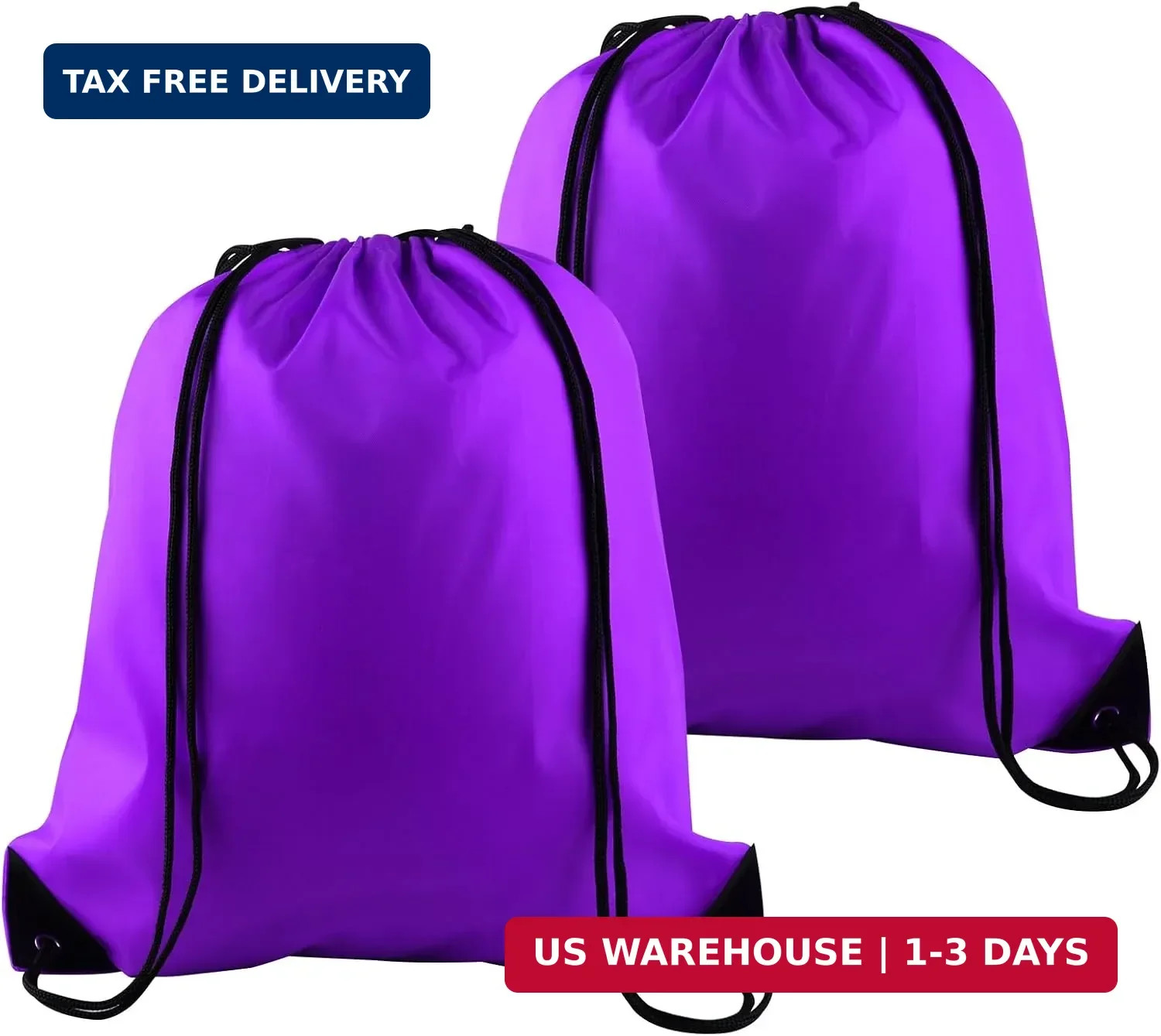 PLULON 2Pcs Drawstring Bags Bulk, Purple Drawstring Backpack String Backpack Cin