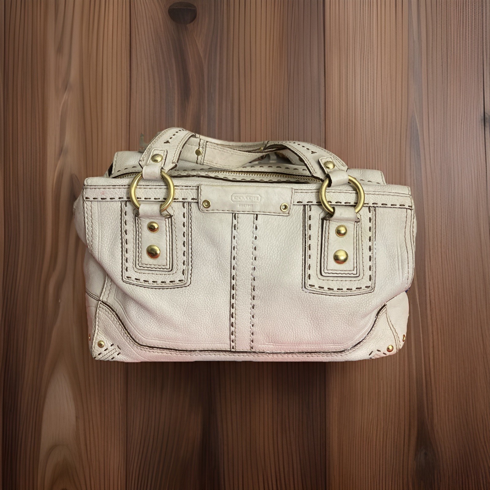Vintage Coach Hampton Andrea Lmtd Ed White Pebbled Leather Satchel 10555 READ Vintage Coach Hampton Andrea Lmtd Ed White Pebbled Leather Satchel 10555 READ