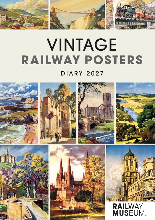 Carousel Worldwide 2027 Vintage Railway Posters Diary, A5 Week to View Planner, Carousel Worldwide 2027 Vintage Railway Posters Diary, A5 Week to View Planner,