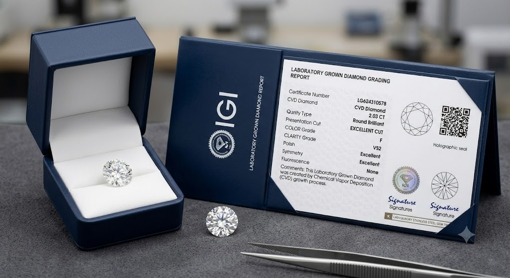5.08 Ct IGI Certified Round Lab-Grown Diamond D Color VVS1 