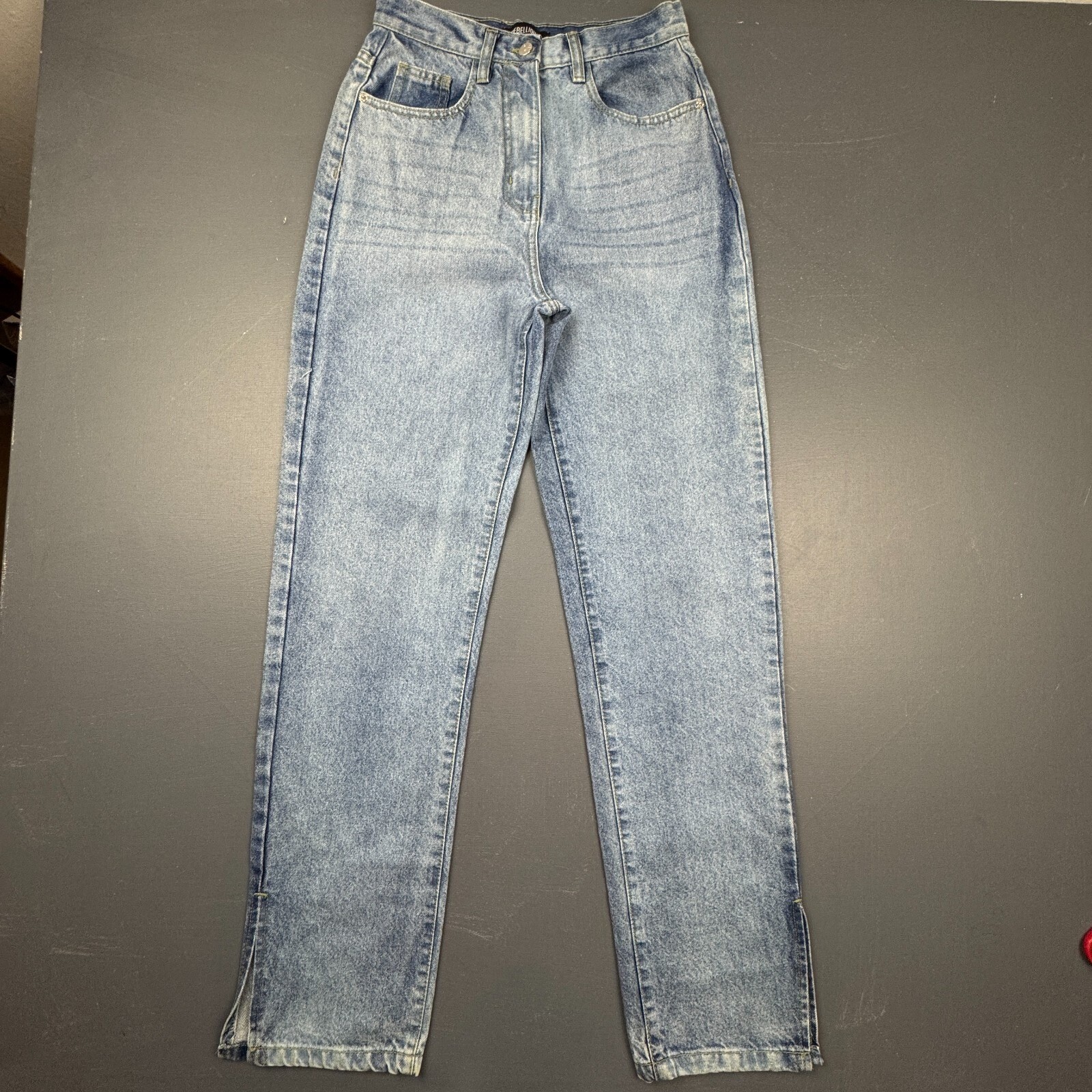 Rebellious Women\'s Size 4 Blue High Rise Straight Leg Acid Wash Retro Streetwear