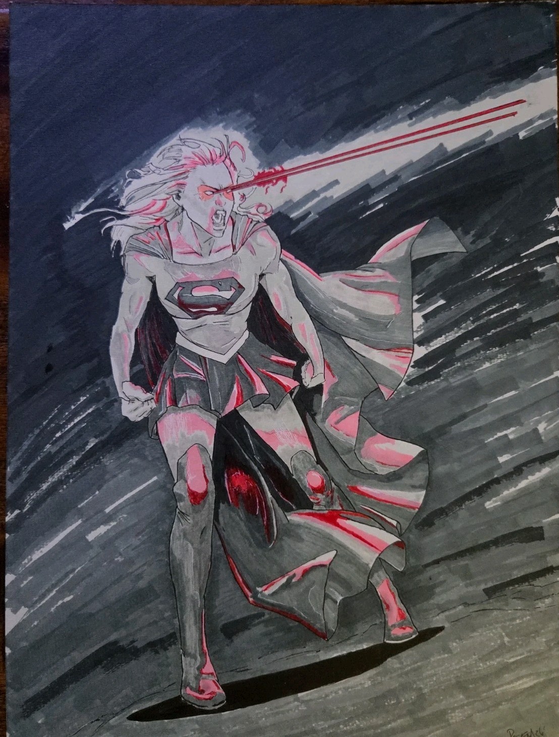 Original Inked Comic Art Of Supergirl 9x12 Commissioned 