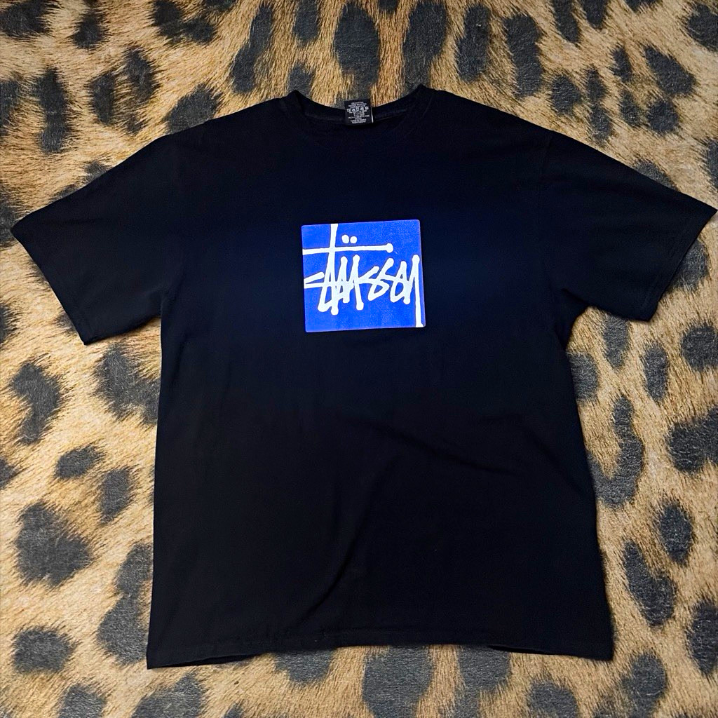 Stussy Men’s Black Graphic Logo Crew Neck Short Sleeve T-Shirt Size L