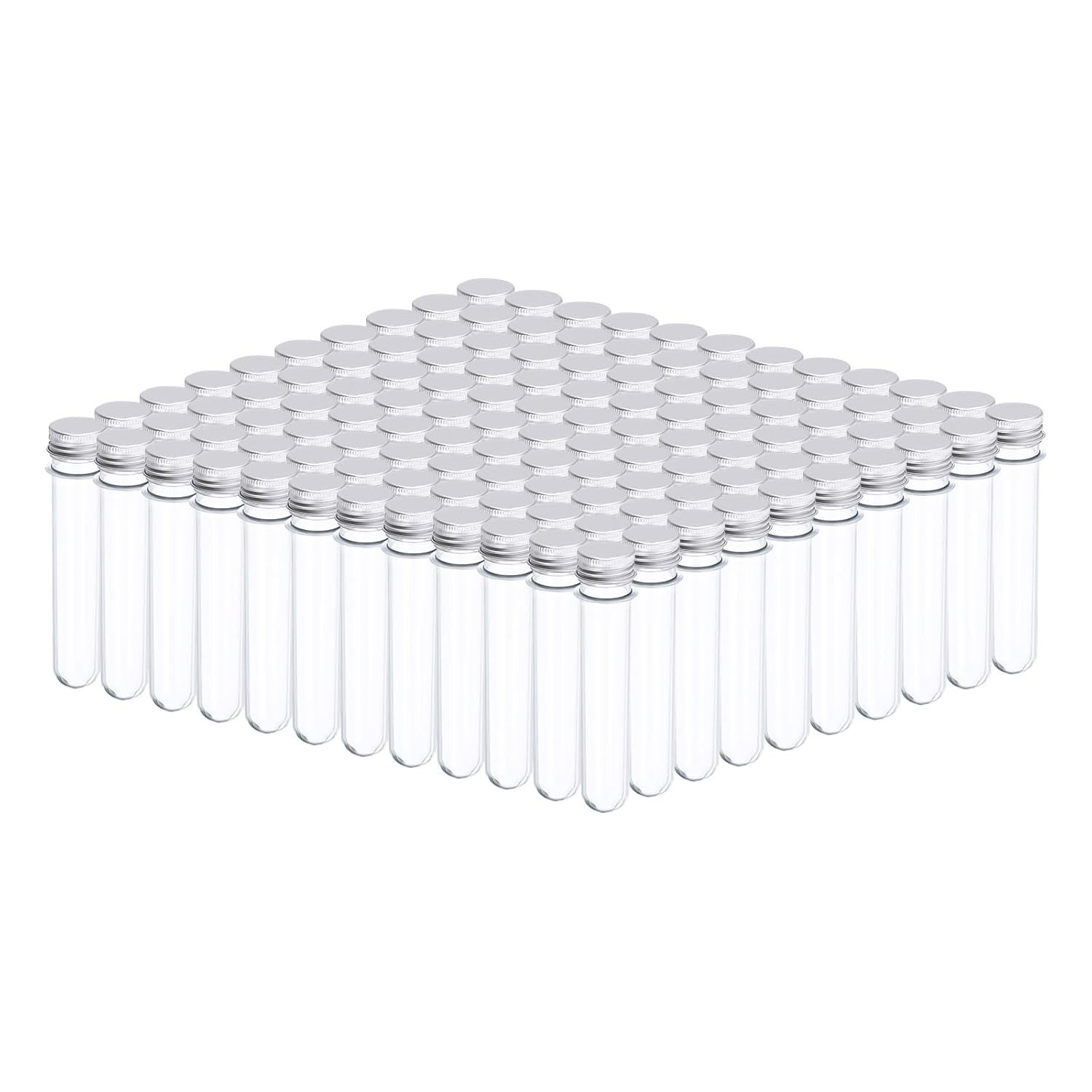 120Pcs 45ml Plastic Test Tube with Screw Caps 140x25mm Tubes Aluminum Lid for...