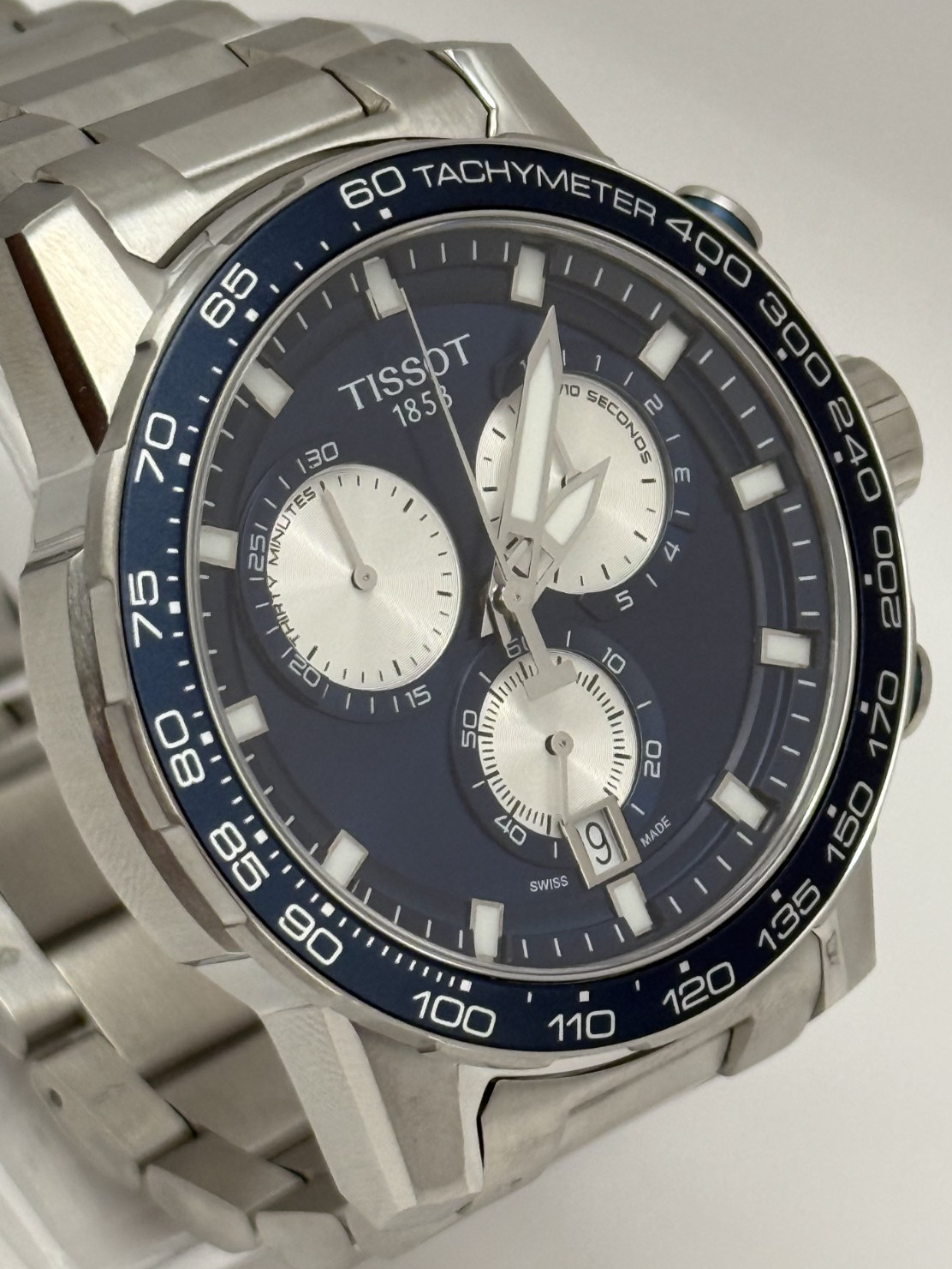 Tissot Supersport Chrono Blue Dial Silver Steel Strap 45mm.  -T125.617.11.041.00