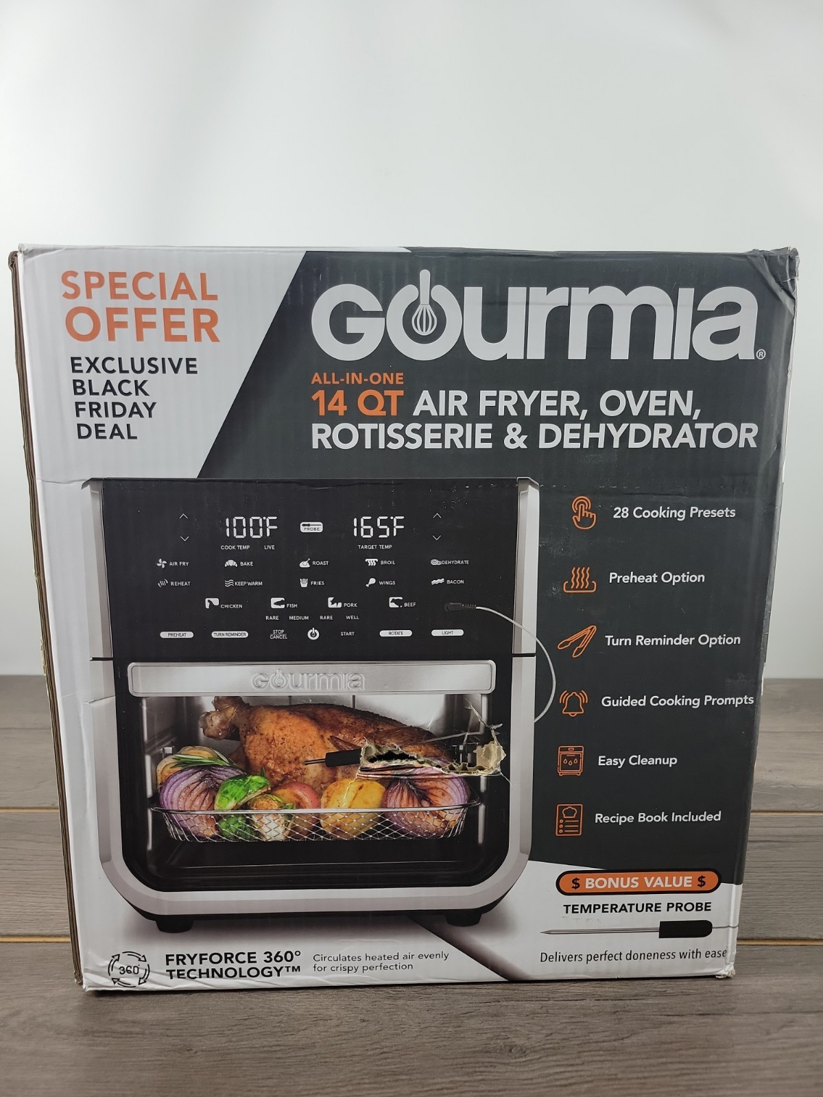 Gourmia GAF1290 14 Qt Air Fryer Oven Rotisserie Dehydrator | New Read Desc Gourmia GAF1290 14 Qt Air Fryer Oven Rotisserie Dehydrator | New Read Desc