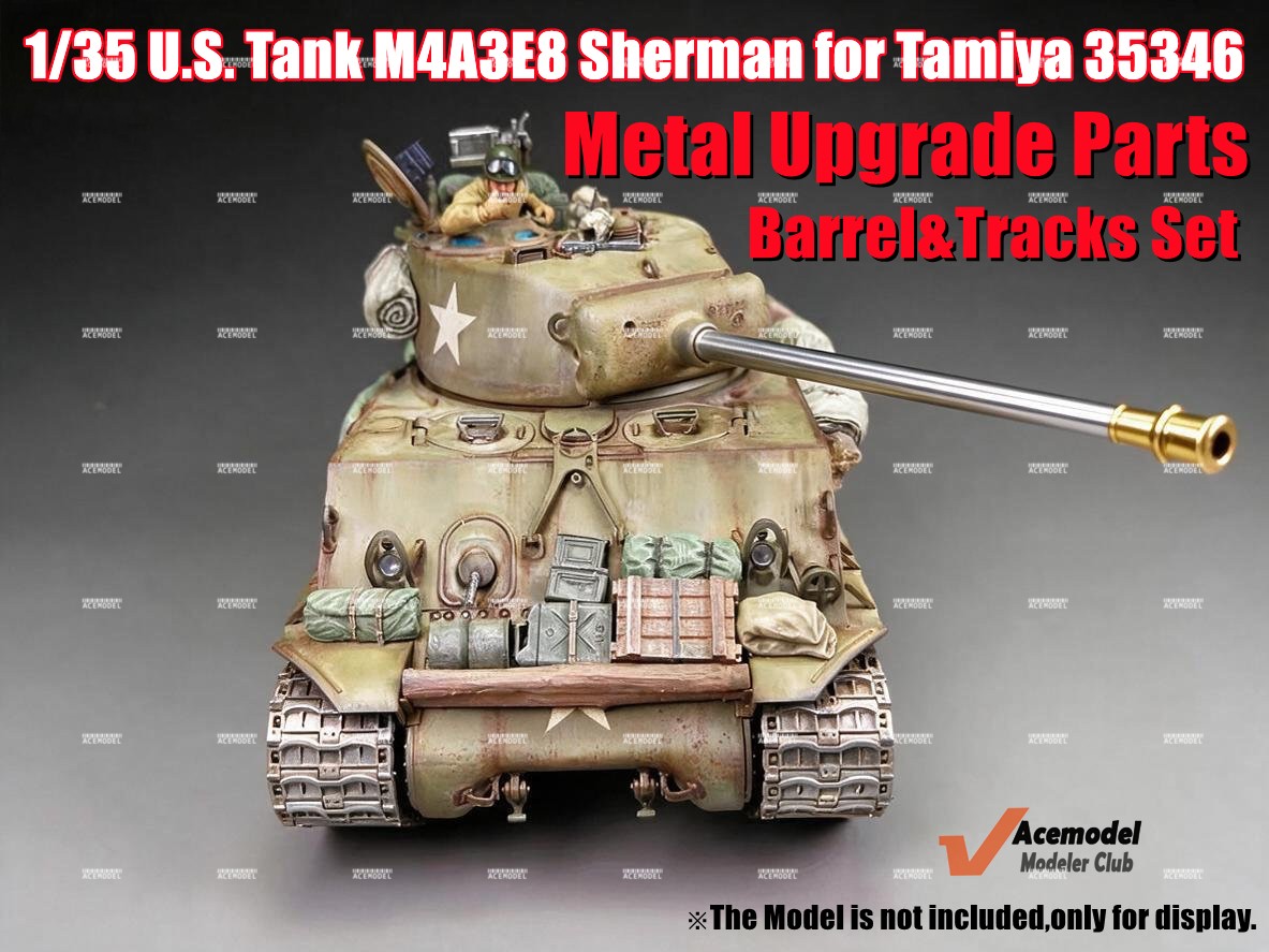 1/35 U.S. Tank M4A3E8 Sherman Metal Muzzle Brake Barrel&Tracks for Tamiya 35346