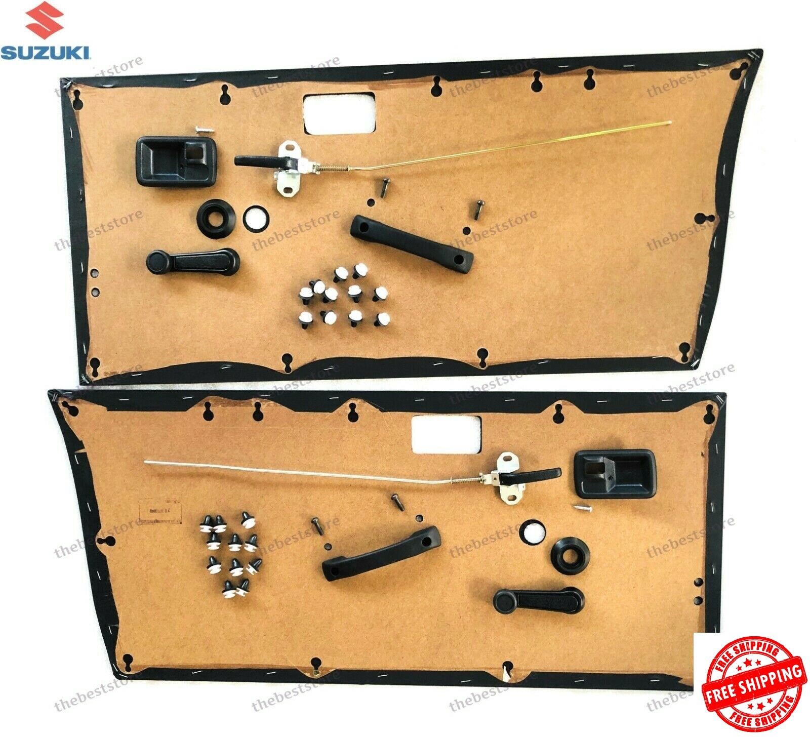 OEM SUZUKI SAMURAI SJ410 SJ413 SIERRA GYPSY INSIDE COMPLETE DOOR PANEL KIT OEM SUZUKI SAMURAI SJ410 SJ413 SIERRA GYPSY INSIDE COMPLETE DOOR PANEL KIT