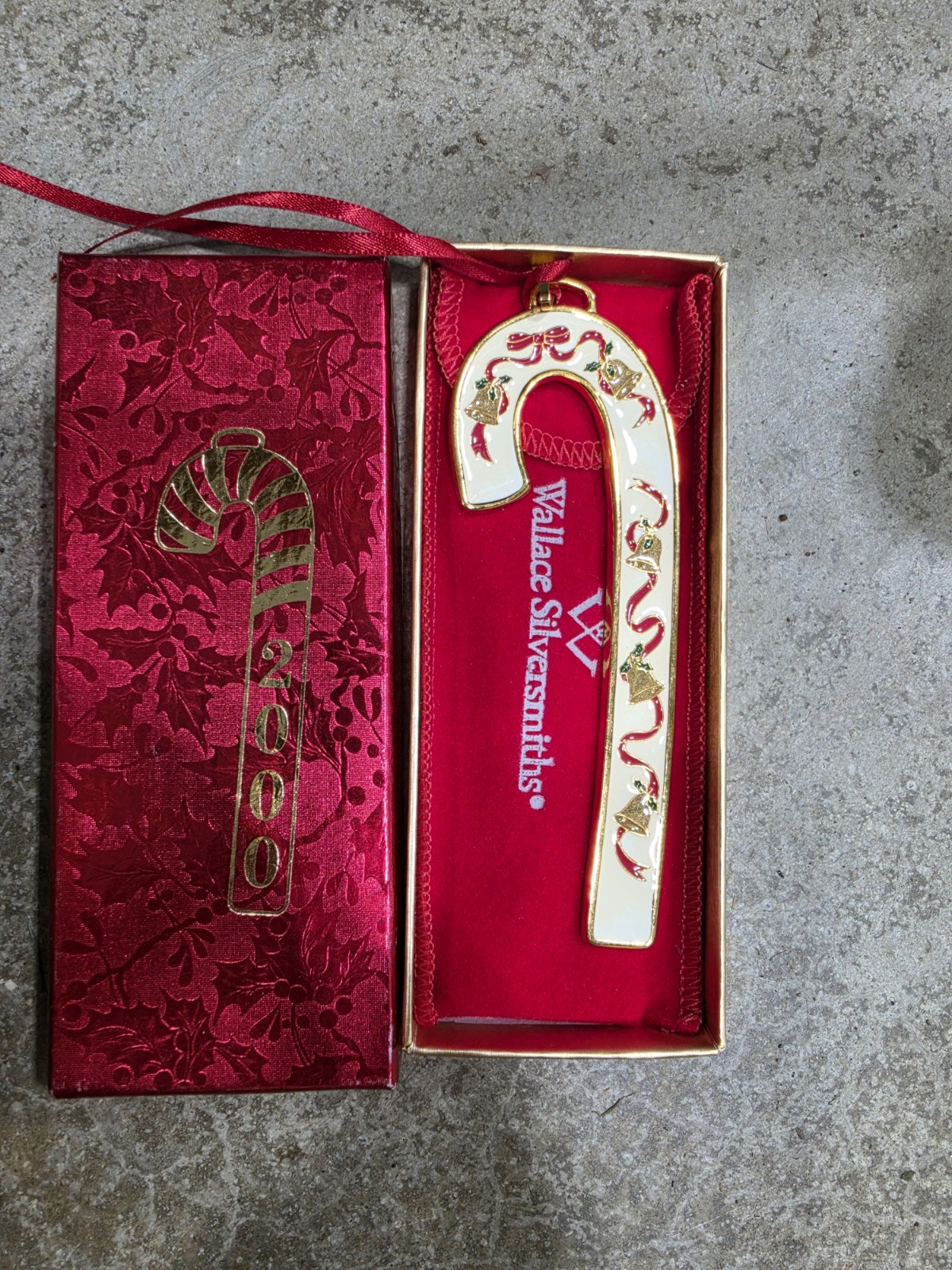 2000 Wallace Silversmiths Candy Cane Christmas Ornament Original Box 2000 Wallace Silversmiths Candy Cane Christmas Ornament Original Box