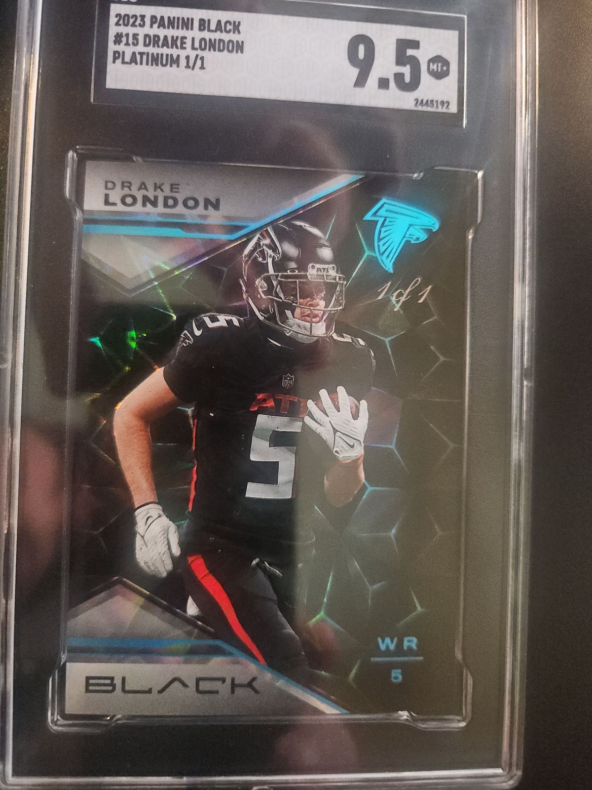 2023 Panini Black Drake London Platinum 1/1 Atlanta Falcons #15 2023 Panini Black Drake London Platinum 1/1 Atlanta Falcons #15