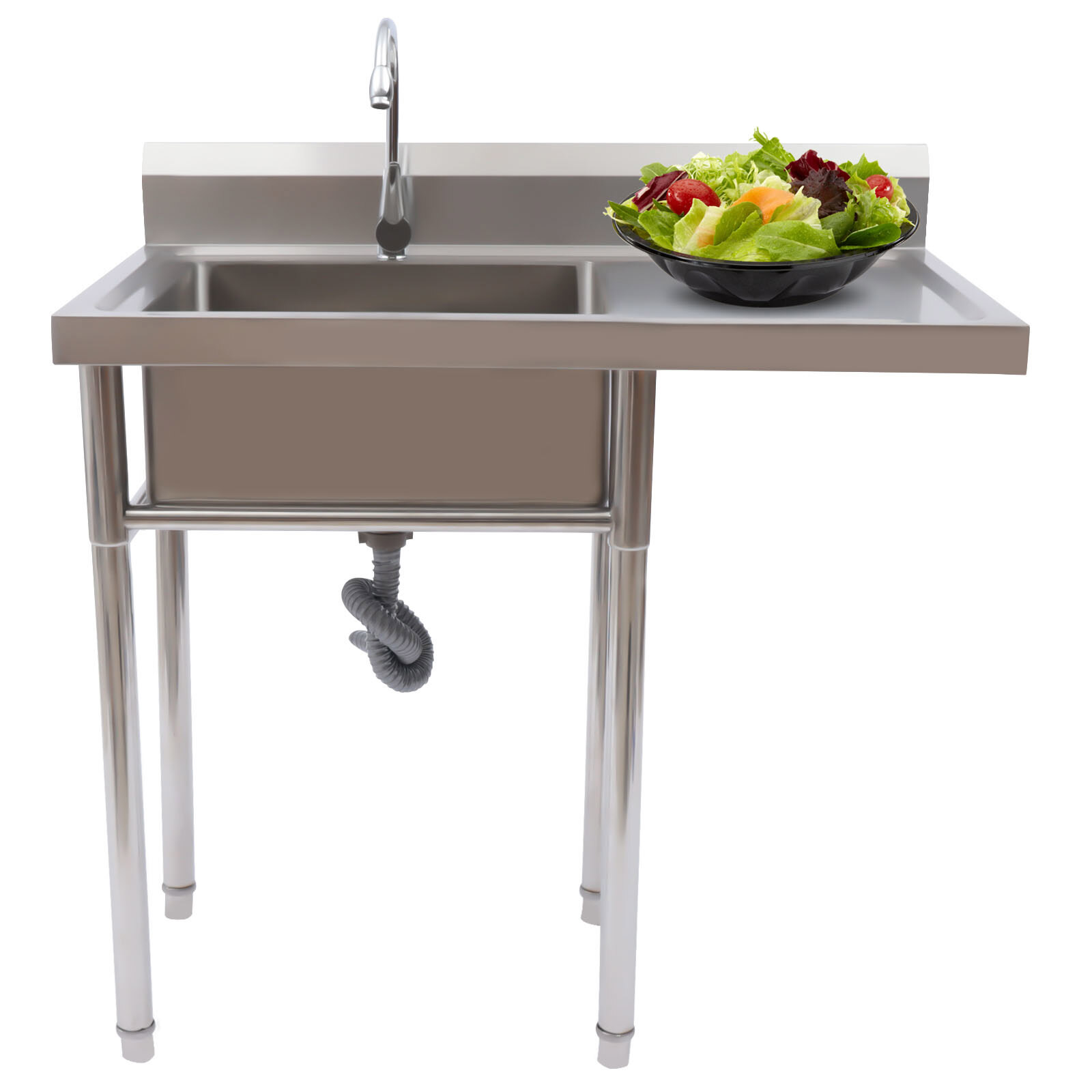 1 Compartment Commercial Stainless Steel Sink With Drainboard & Faucet