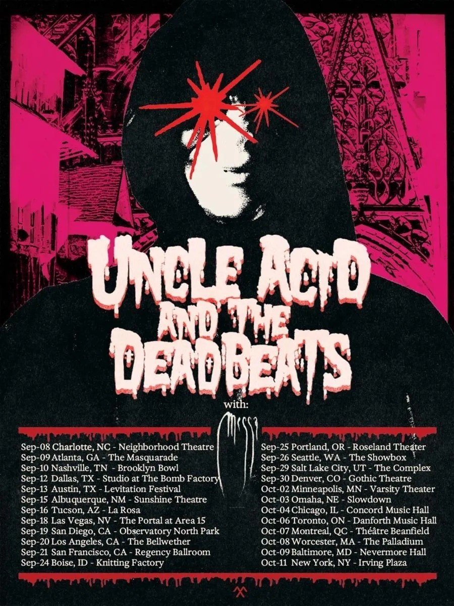 Uncle Acid + Messa - US/Canada 2026 Tour Poster Uncle Acid + Messa - US/Canada 2026 Tour Poster