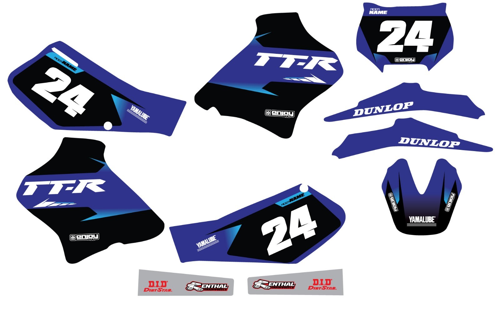1999-2006 Yamaha TTR 250 TTR250 Graphics Kit W/ Custom Number Plates JB Fade