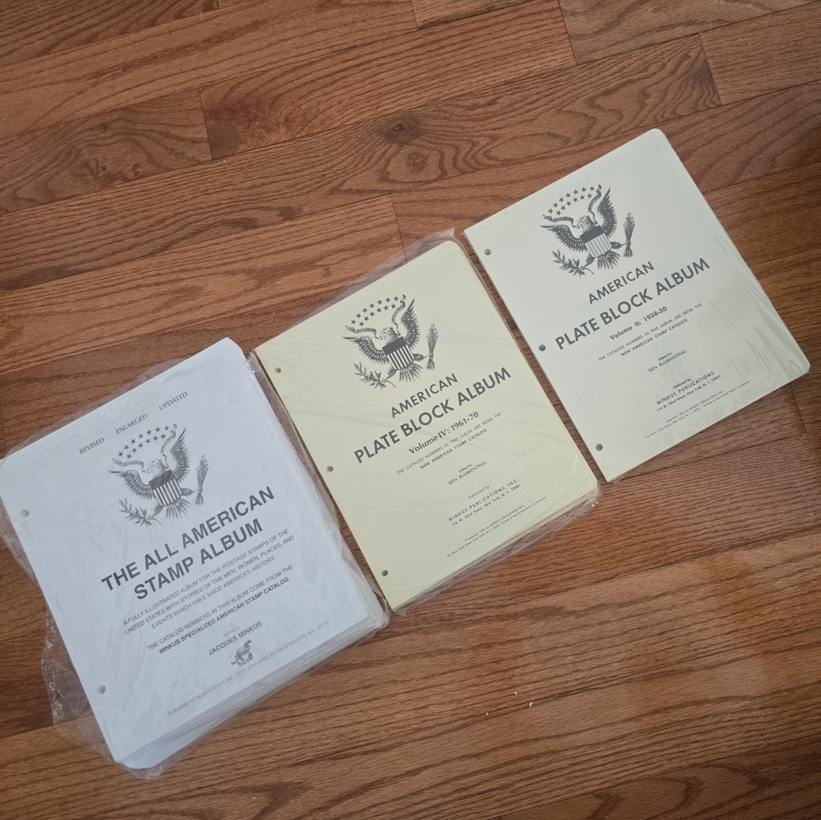 Lot of 3. MINKUS , INC THE ALL AMERICAN STAMP ALBUM - updated, + 2 plate albums.