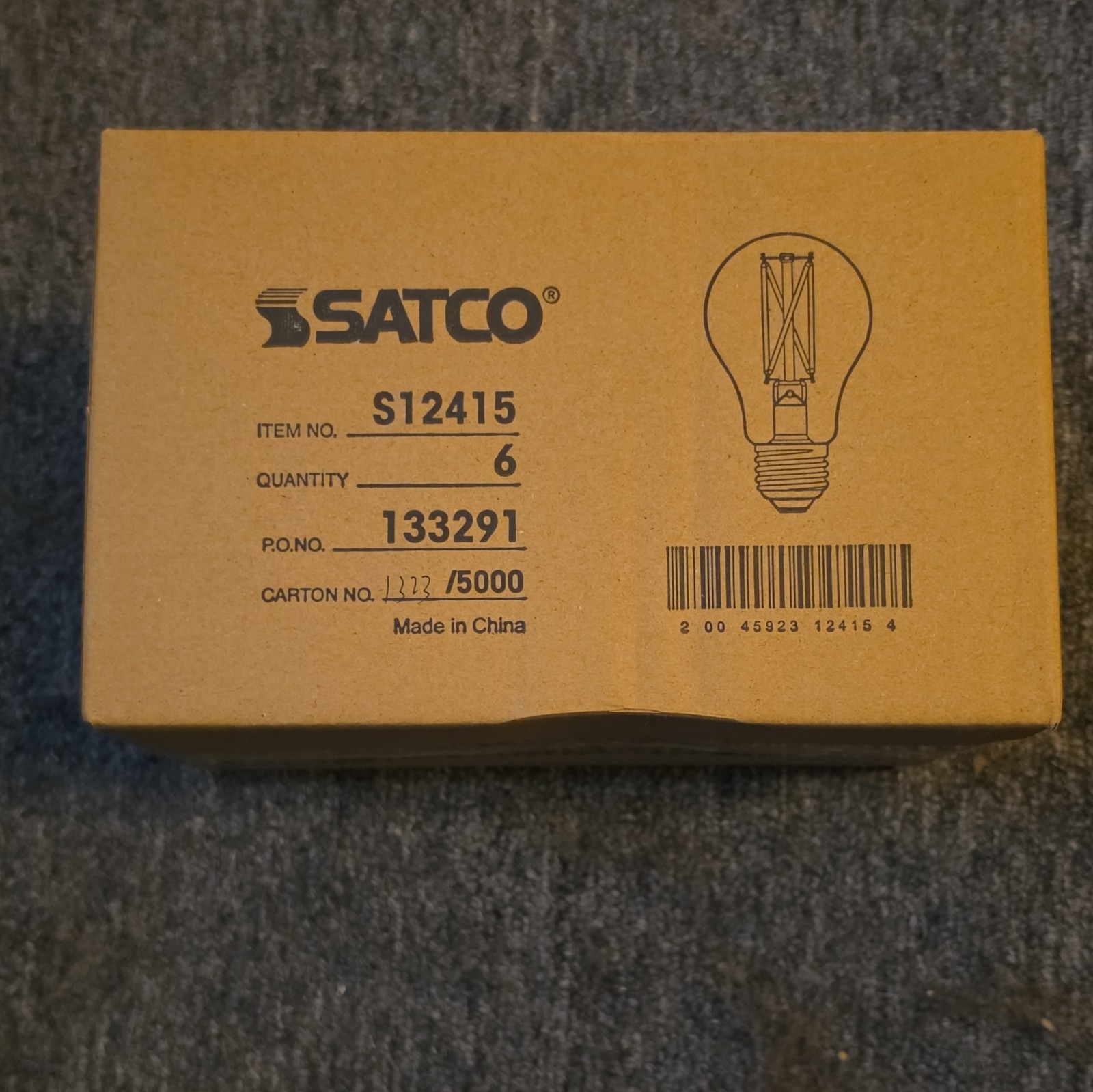 SATCO S12415 8W A19 LED Filament Bulbs 3000K E26 60W Equivalent 6-Pack