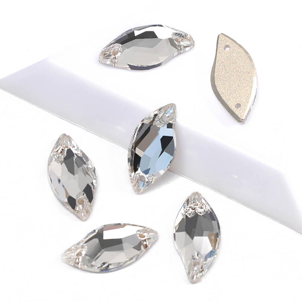  K9 Glass Leaf Edges Crystal Glitter Sew-On Rhinestones DIY Crafts Sewing Beads 