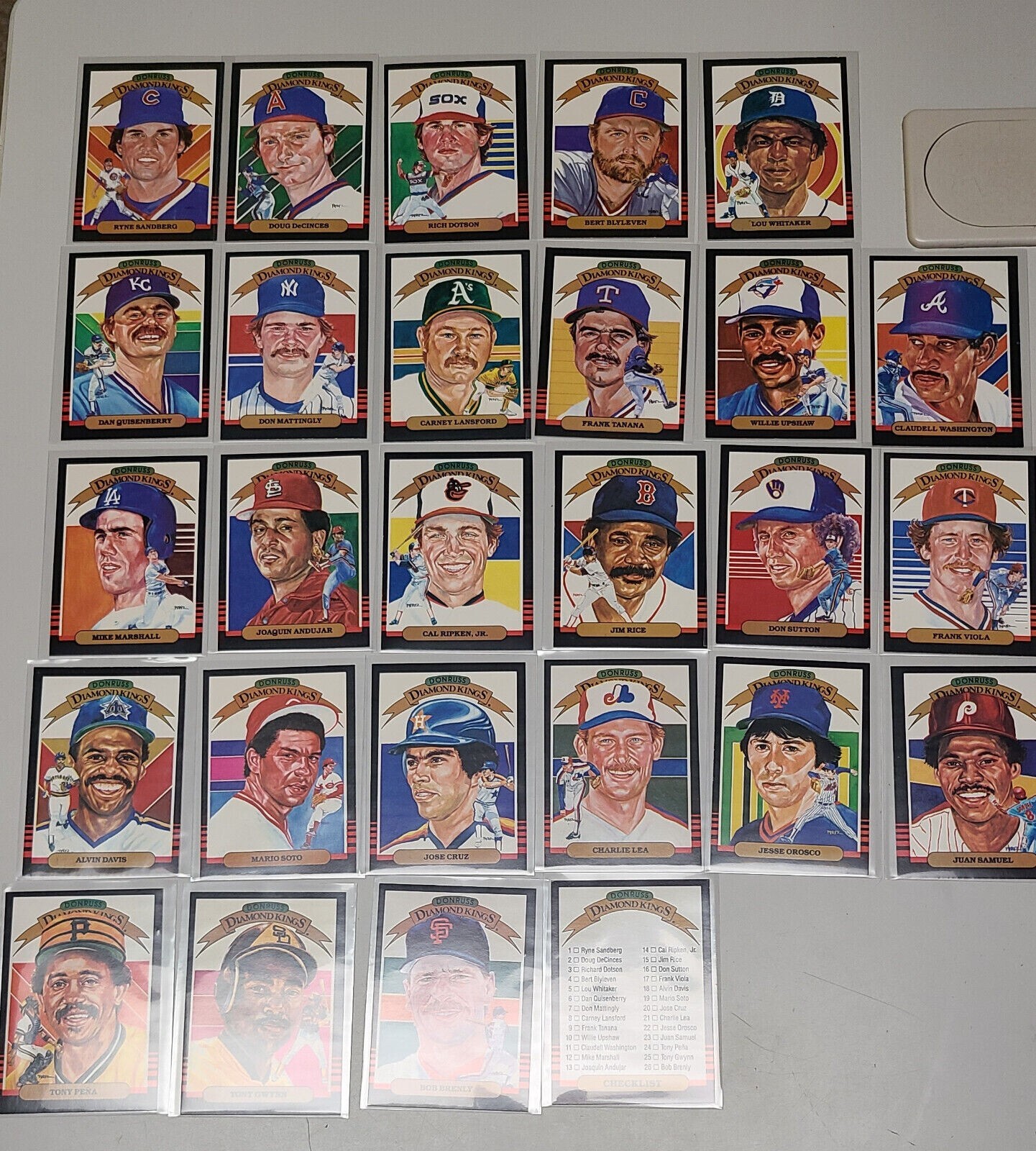 1985 DONRUSS DIAMOND KINGS COMPLETE 27 CARD SET MATTINGLY- SANDBERG