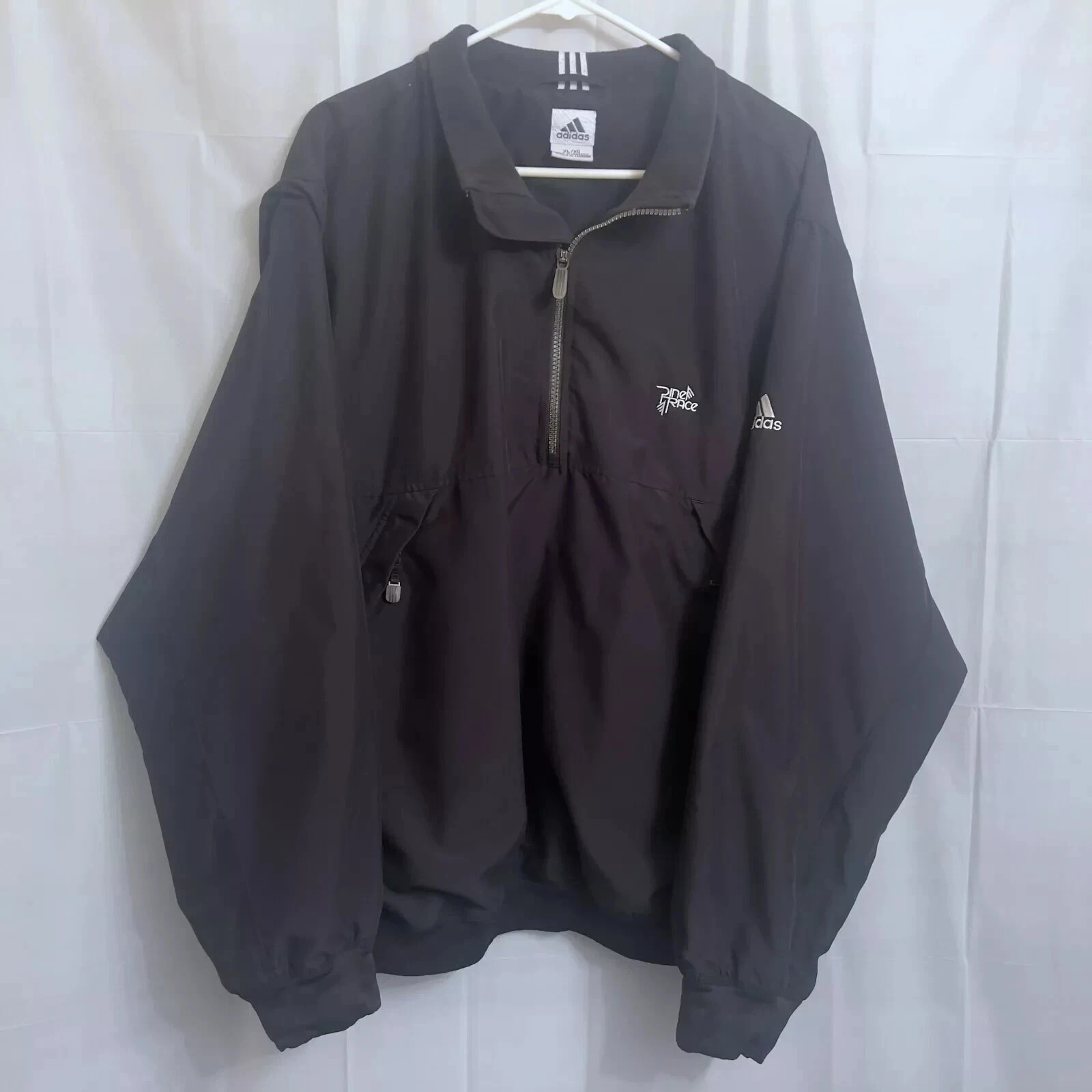 Adidas 1/2 Zip Windbreaker Jacket Men\'s Extra Large Black Pine Trace Golf Club Adidas 1/2 Zip Windbreaker Jacket Men\'s Extra Large Black Pine Trace Golf Club