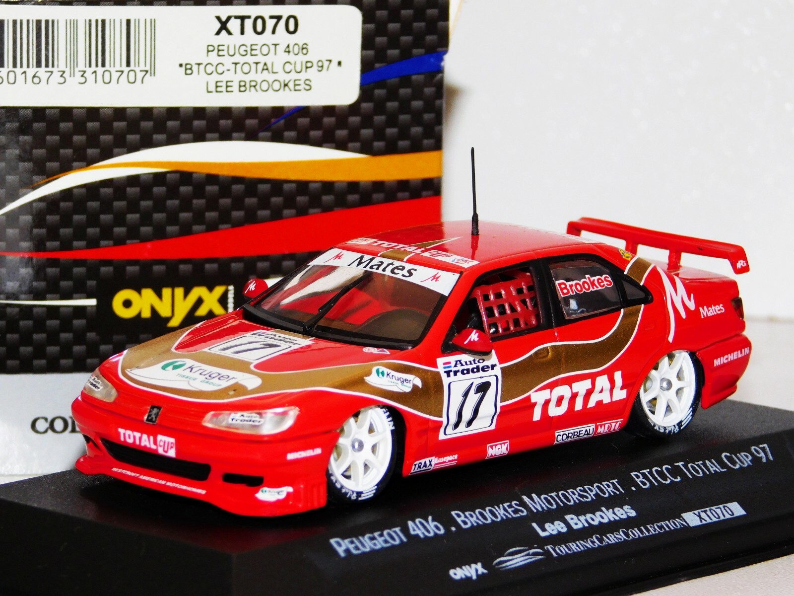 PEUGEOT 406 TOTAL BROOKS MOTORSPORT #17 LEE BROOKES BTCC 1997 ONYX XT070 1/43