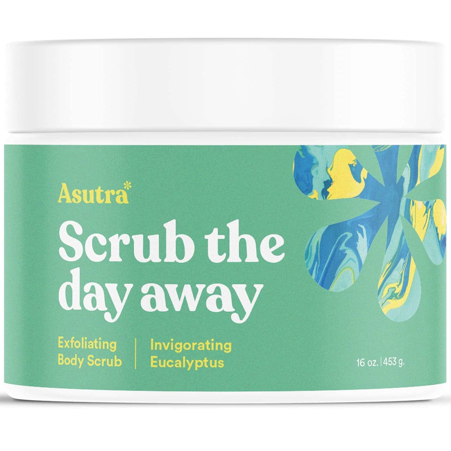 ASUTRA Dead Sea Salt Essential Oil Body Scrub Exfoliator Invigorating Eucalyp...