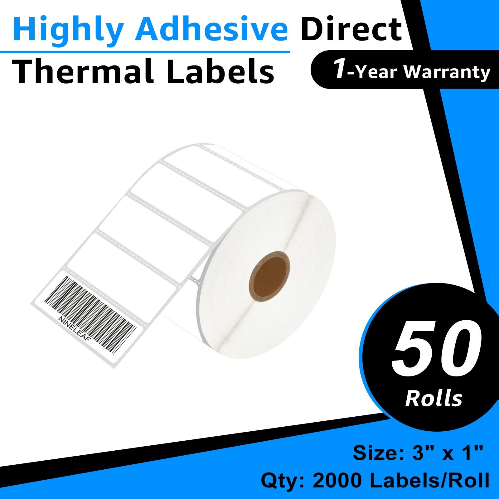 50Rolls 2000 Labels 3x1 Direct Thermal for Zebra LP 2443 2844 2442 Eltron ZP450 50Rolls 2000 Labels 3x1 Direct Thermal for Zebra LP 2443 2844 2442 Eltron ZP450