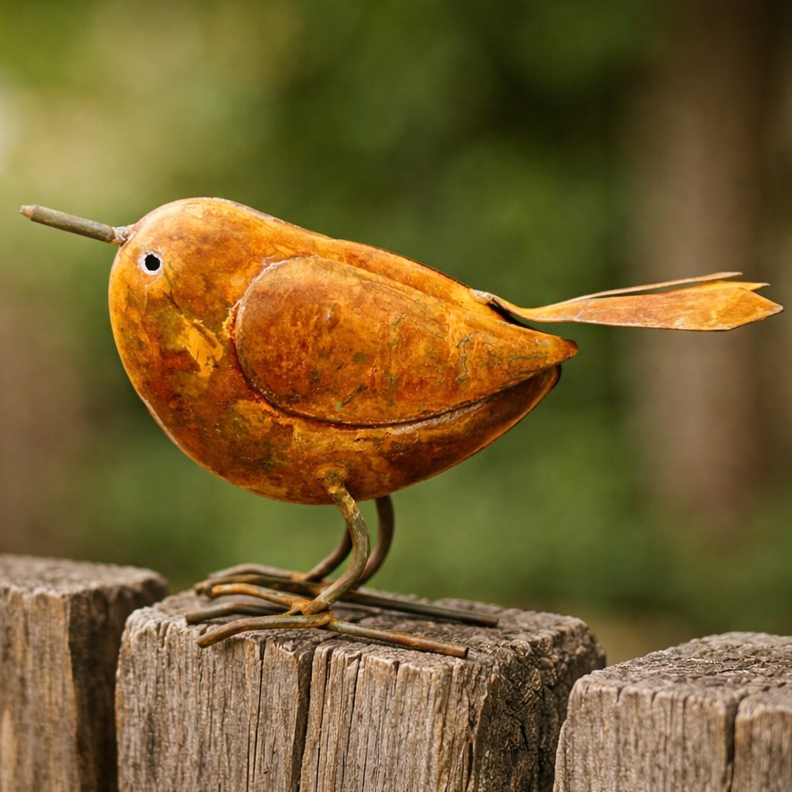 Vintage Metal Wren Garden Decor Rust Effect Bird Sculpture Fence Tree Art 5 in Vintage Metal Wren Garden Decor Rust Effect Bird Sculpture Fence Tree Art 5 in