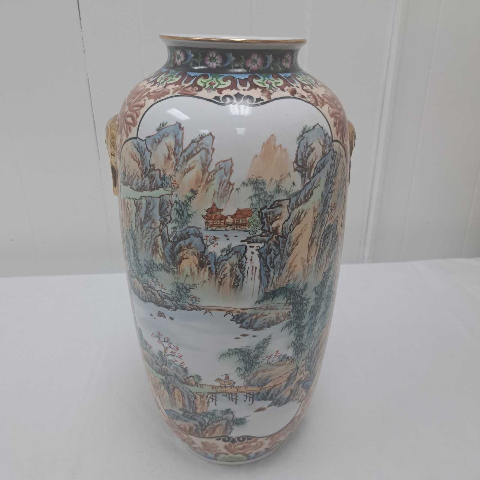Vintage Chinese Zhongguo Chao Cai Large Vase Oriental Hand Painted 18\ Vintage Chinese Zhongguo Chao Cai Large Vase Oriental Hand Painted 18\