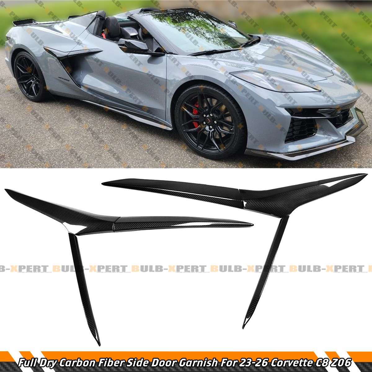 For 2023-27 Corvette C8 Z06 E-Ray Full Carbon Fiber Side Vent Door Garnish Trim