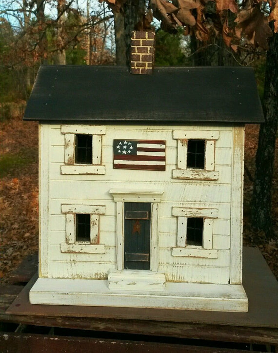 Americana , Flag , Lighted House , Americana House , Primitive Birdhouse, OOAK Americana , Flag , Lighted House , Americana House , Primitive Birdhouse, OOAK