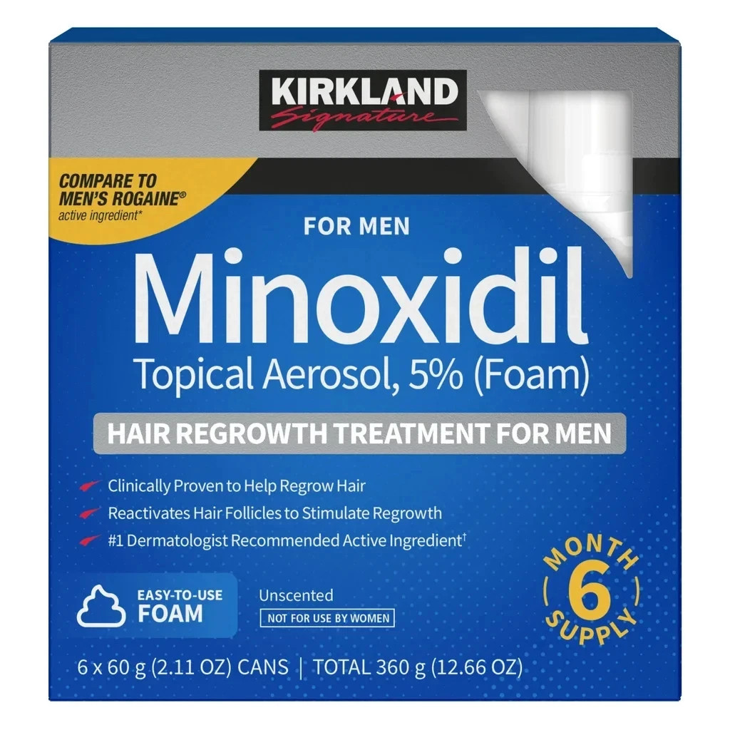 Kirkland Signature Hair Regrowth 5% Minoxidil FOAM for Men - 6 Month Supply Kirkland Signature Hair Regrowth 5% Minoxidil FOAM for Men - 6 Month Supply