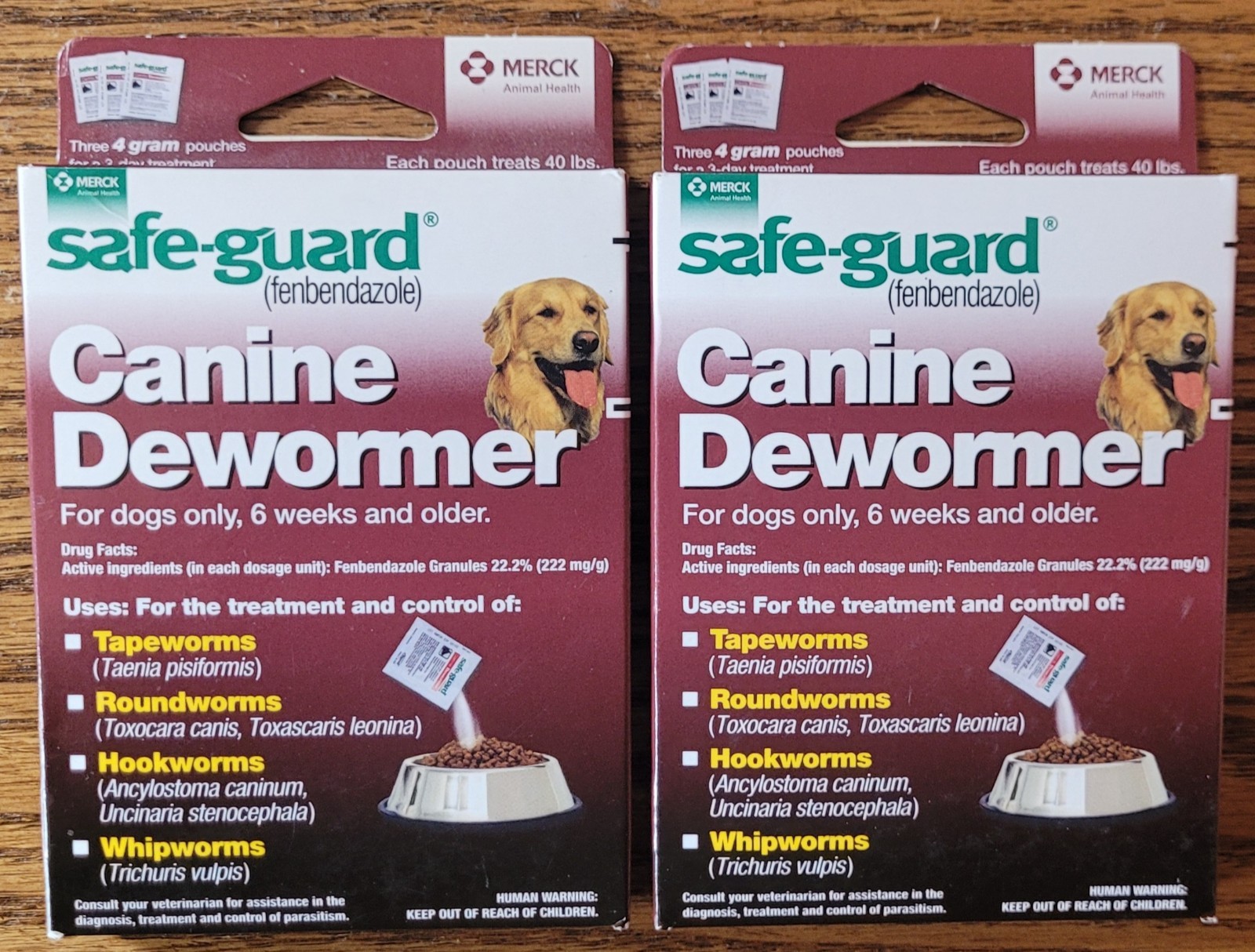 2 BOXES Canine Dewormer for LARGE Dogs & Puppies (6x 4g pouches) Merck