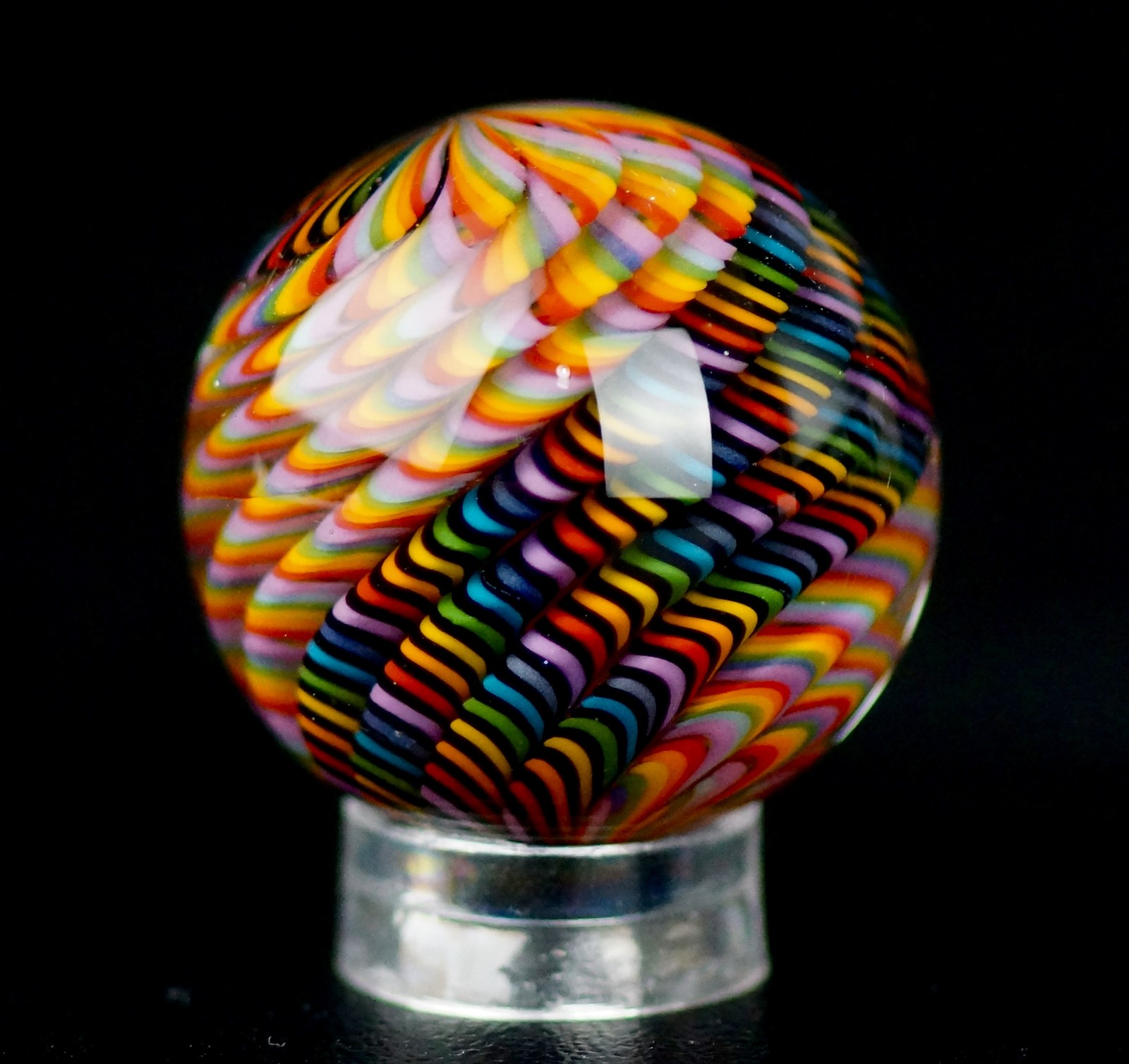 Bryan Trillas Glass Marble/Filigree Cane/ Double Rainbow/ 1.1-1.2 inch Bryan Trillas Glass Marble/Filigree Cane/ Double Rainbow/ 1.1-1.2 inch