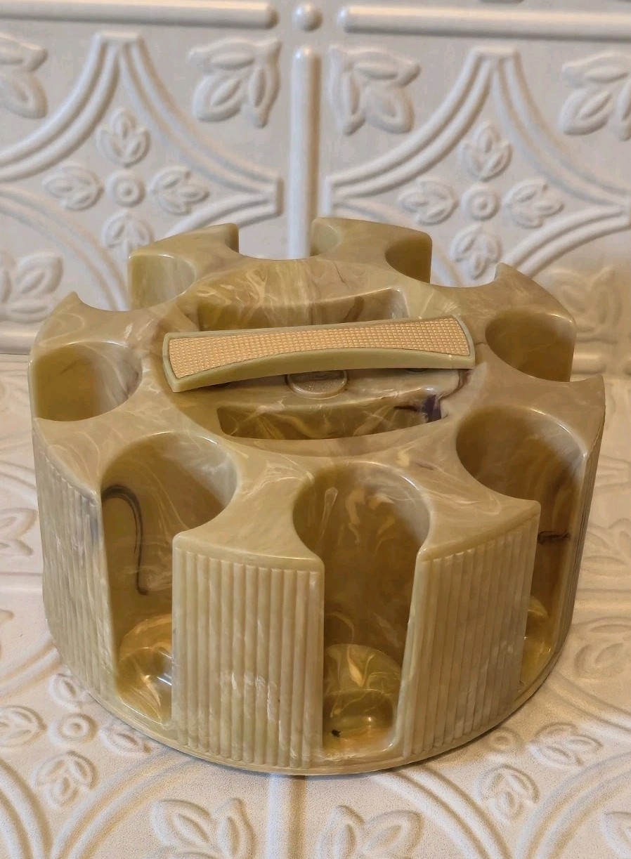 Vintage MCM Bakelite E.S. Lowe Poker Card/Chip Caddy Carrier Holder Marbled Gold Vintage MCM Bakelite E.S. Lowe Poker Card/Chip Caddy Carrier Holder Marbled Gold