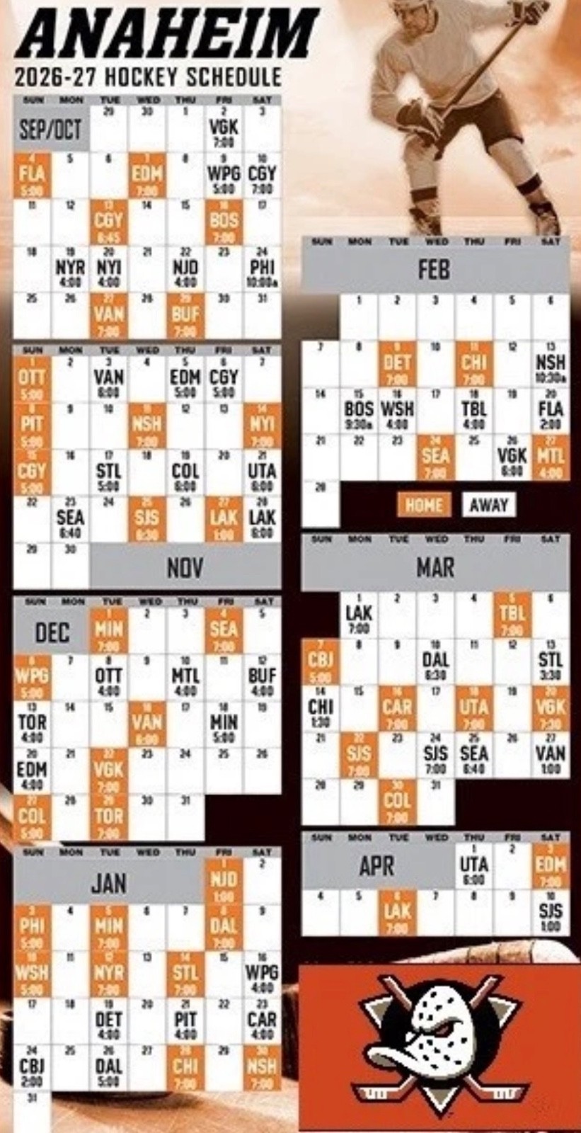 2026-27 NHL MAGNETIC Schedules WITH GLOSSY Finish, ALL 32 Teams. 2 STYLES