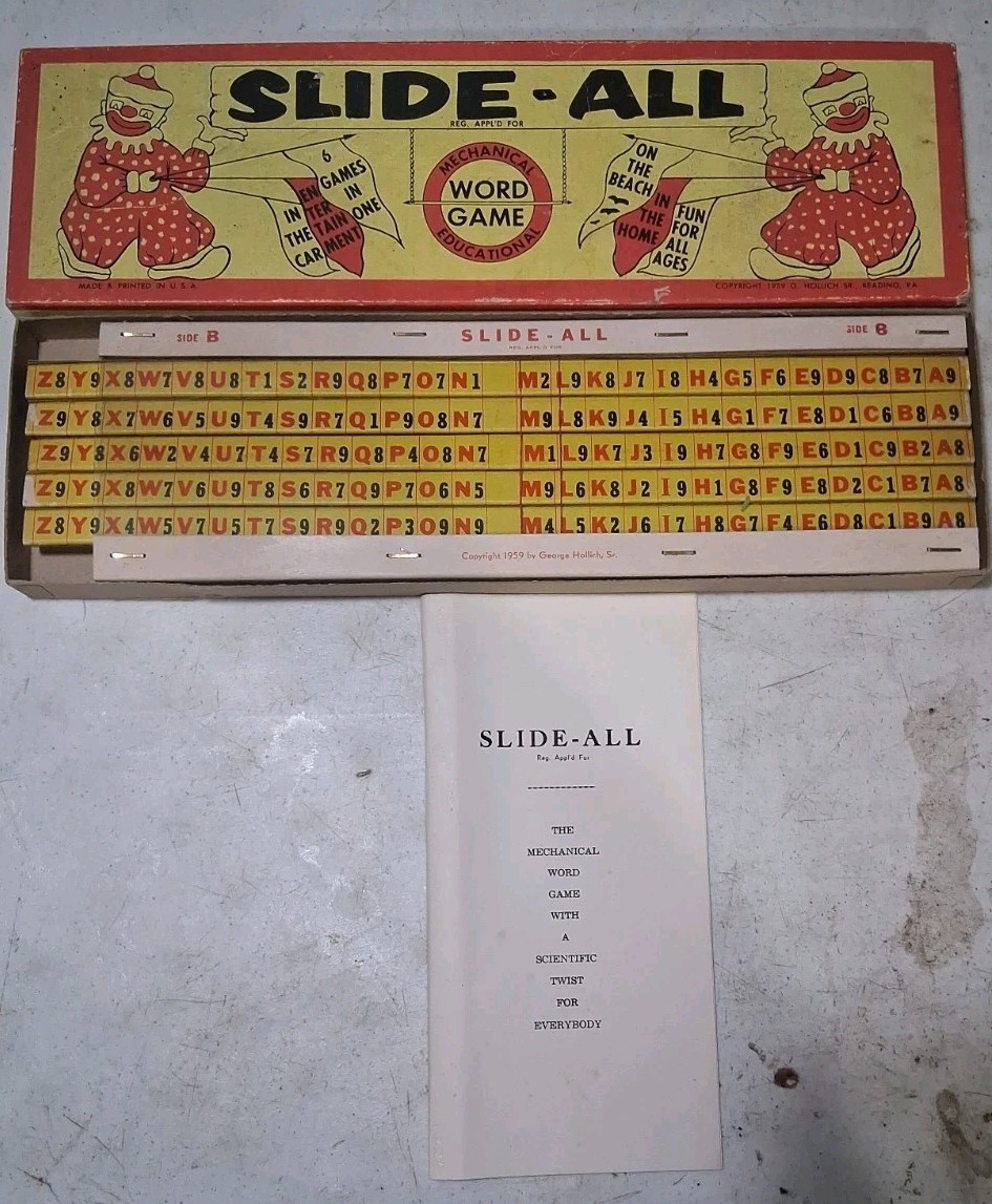 Vintage Word Game - 1959 Slide-All - Mechanical - Rare Nice Condition Vintage Word Game - 1959 Slide-All - Mechanical - Rare Nice Condition
