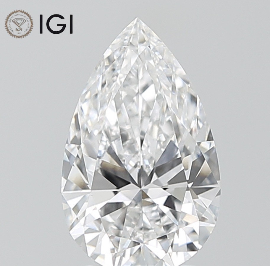 0.75 Ct Pear Cut IGI Certified Lab Grown CVD Diamond F Color VVS2 Clarity Stone