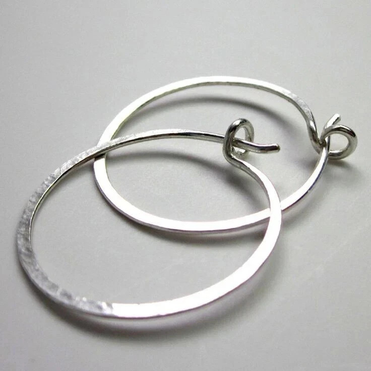 925 Sterling Silver Handmade 2 inch Approx Hoop Earrings, Flat Design 925 Sterling Silver Handmade 2 inch Approx Hoop Earrings, Flat Design