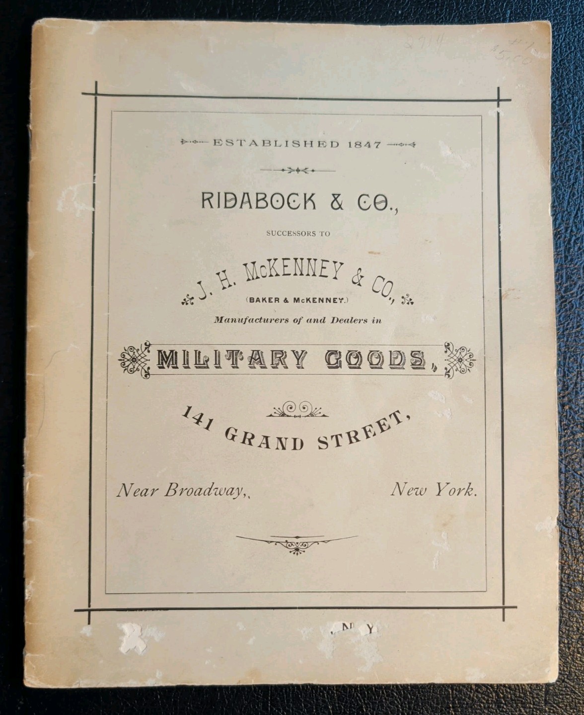 Ridabock & Co Military Goods Catalog Circa 1885 New York Swords Helmets Insignia Ridabock & Co Military Goods Catalog Circa 1885 New York Swords Helmets Insignia