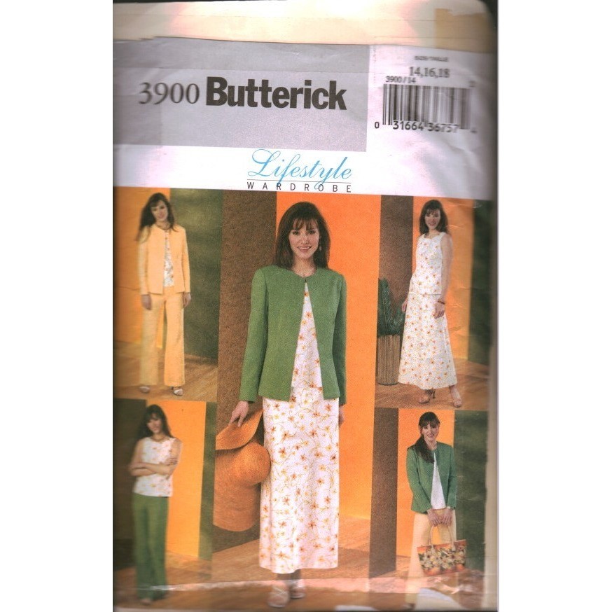 Butterick 3900 Lifestyle Wardrobe Sewing Pattern Jacket Top Skirt Pants 14-18